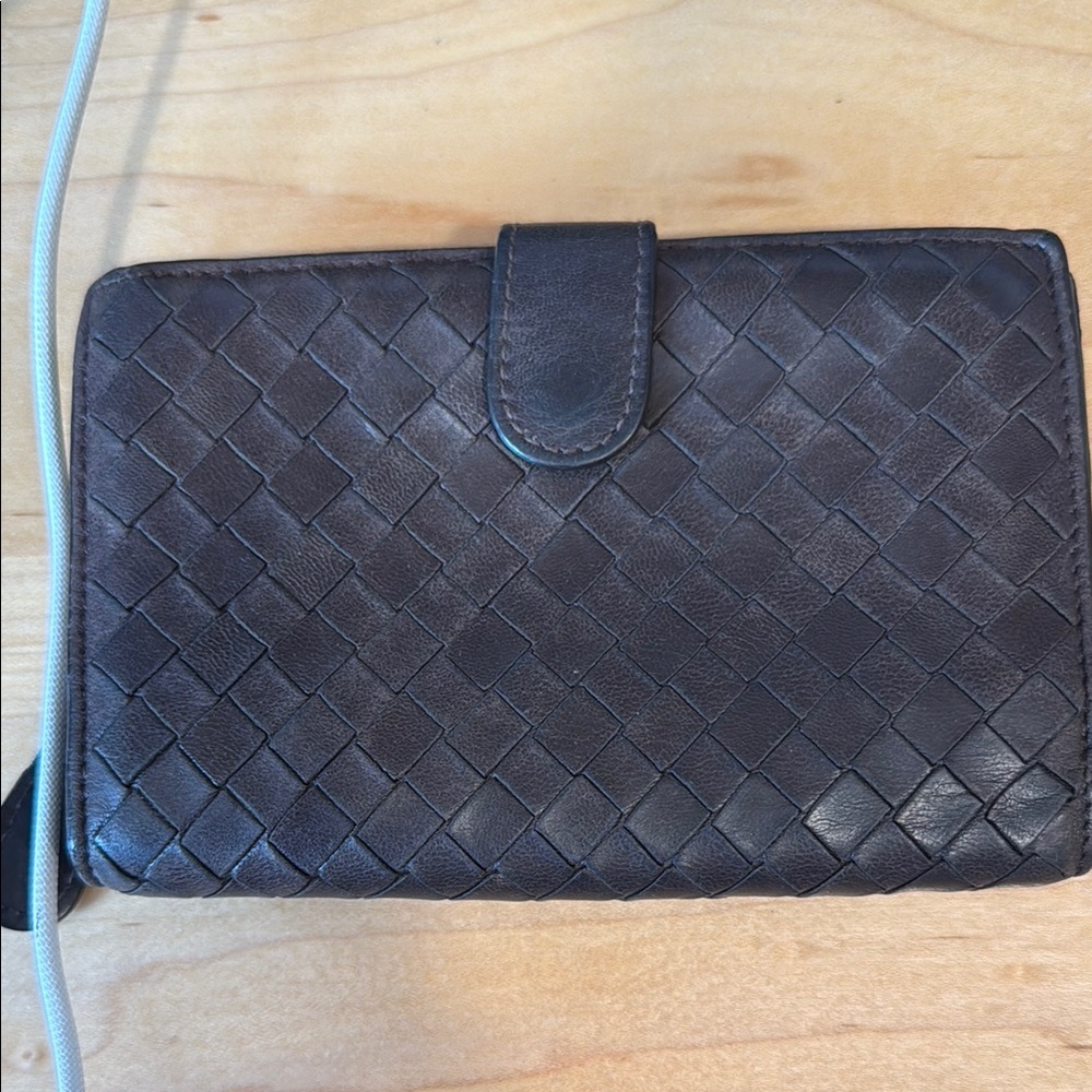 Bottega Veneta Intreciatto woven wallet - dark brown